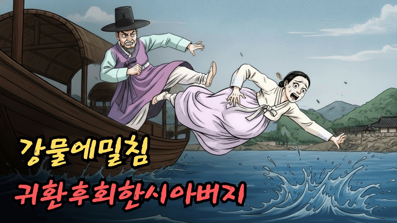 시아버지는 임신한 며느리를 강물에 밀어 넣었다. 10년 후, 며느리가 돌아오자 시아버지는 자신의 행동을 후회했다. | 민담 | 전설 | 설화 | 옛날이야기