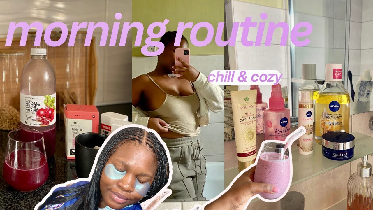My morning routine | skincare + what I ea￼t in a day + wig cleaning hack 🫧🫐