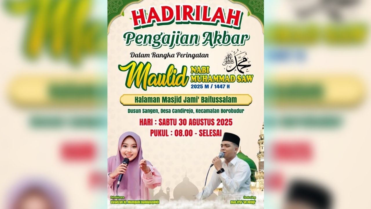 PENGAJIAN AKBAR BERSAMA USTADZAH MUMPUNI HANDAYAYEKTI SANGEN CANDIREJO BOROBUDUR