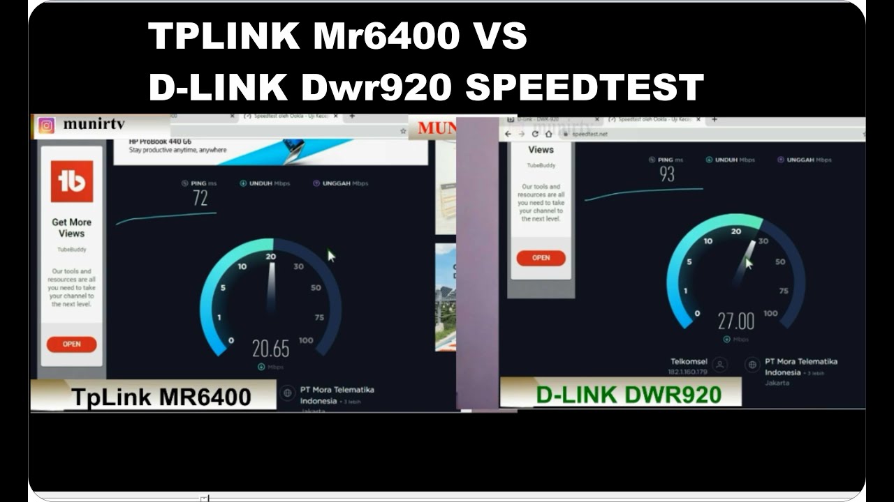 🌐 SPEEDTEST  TPLINK MR6400  VS D-LINK DWR920