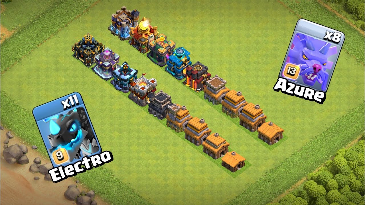 New Azure Dragon vs Electro Dragon VS All Town Hall - Clash of Clans
