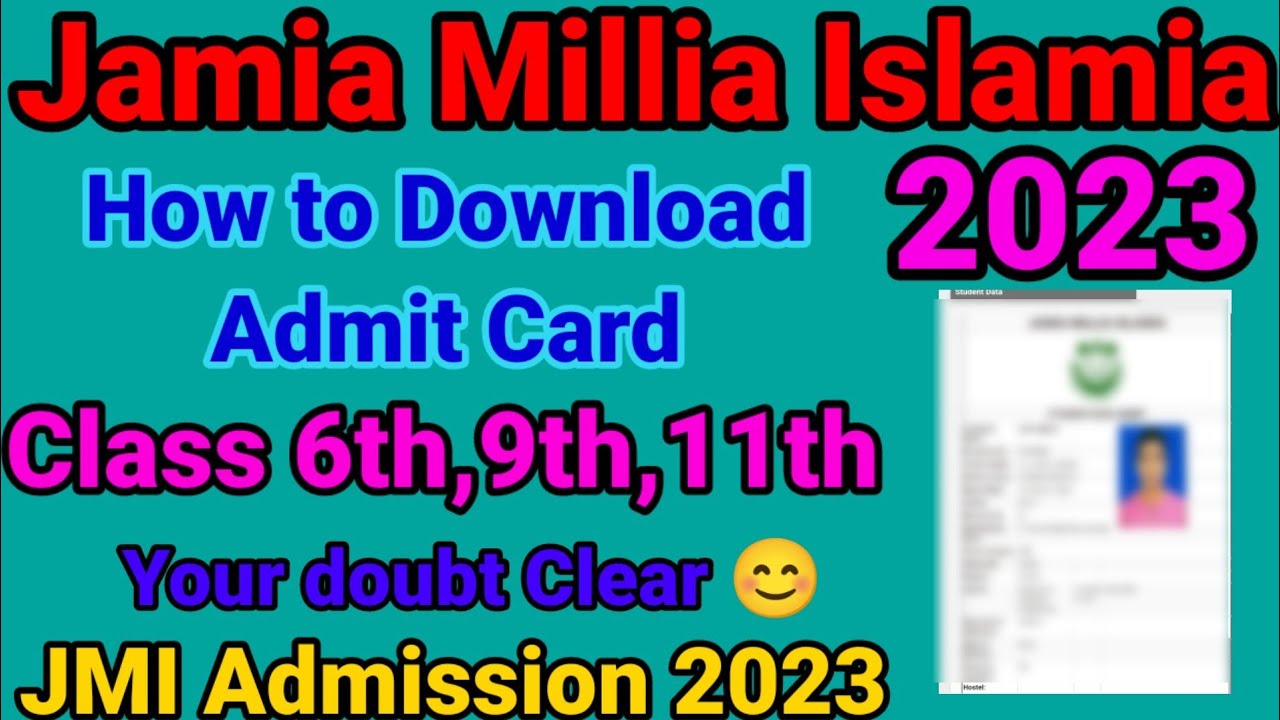 Jamia Millia Islamia School Admit Card 2023 | how to download jamia entrance admit card 2023 | jamia