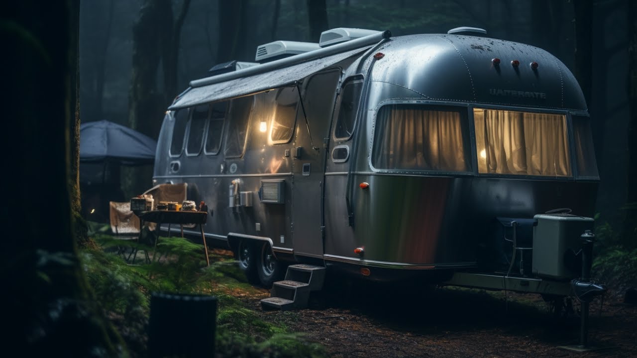 Rain On Airstream Hotel | 10 Hours  | Black Screen