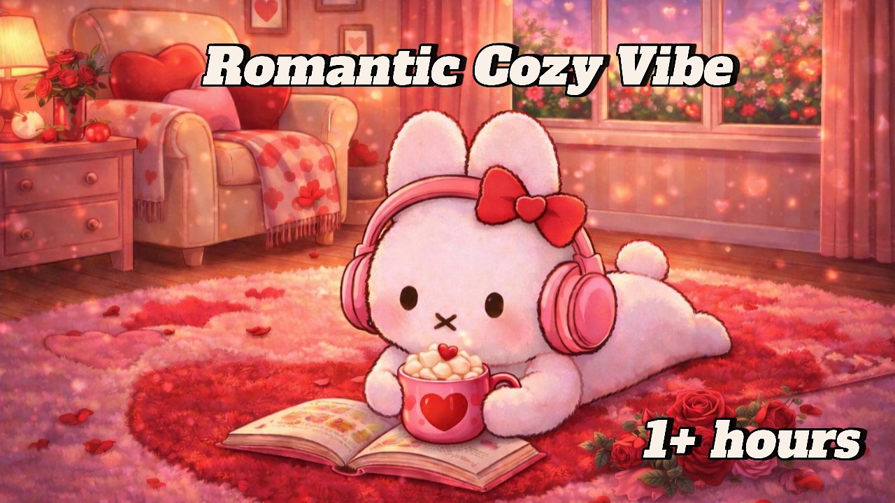 💗 Cozy Valentine Bunny Room 🐰🎧 1 Hour of Sweet Lofi Vibes to Relax & Study