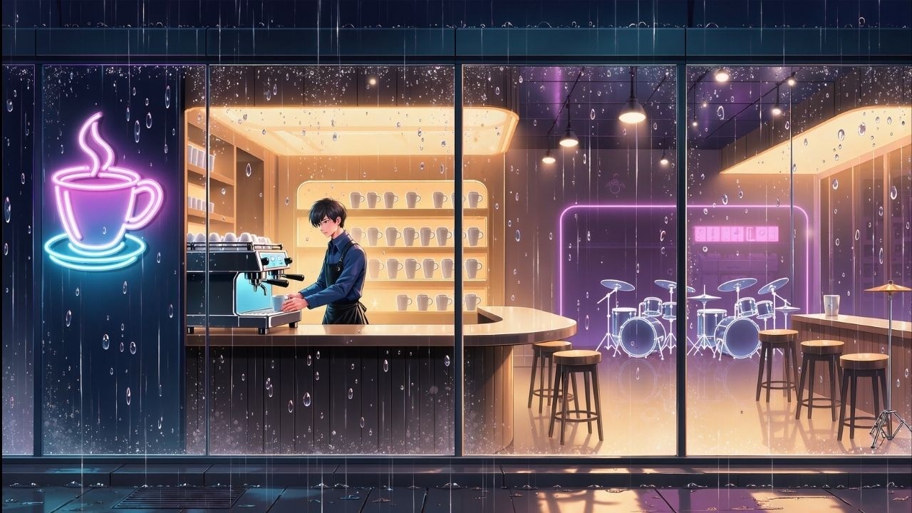 🌌 Escape to Neo-Tokyo: Rainy Cyberpunk Café Ambience