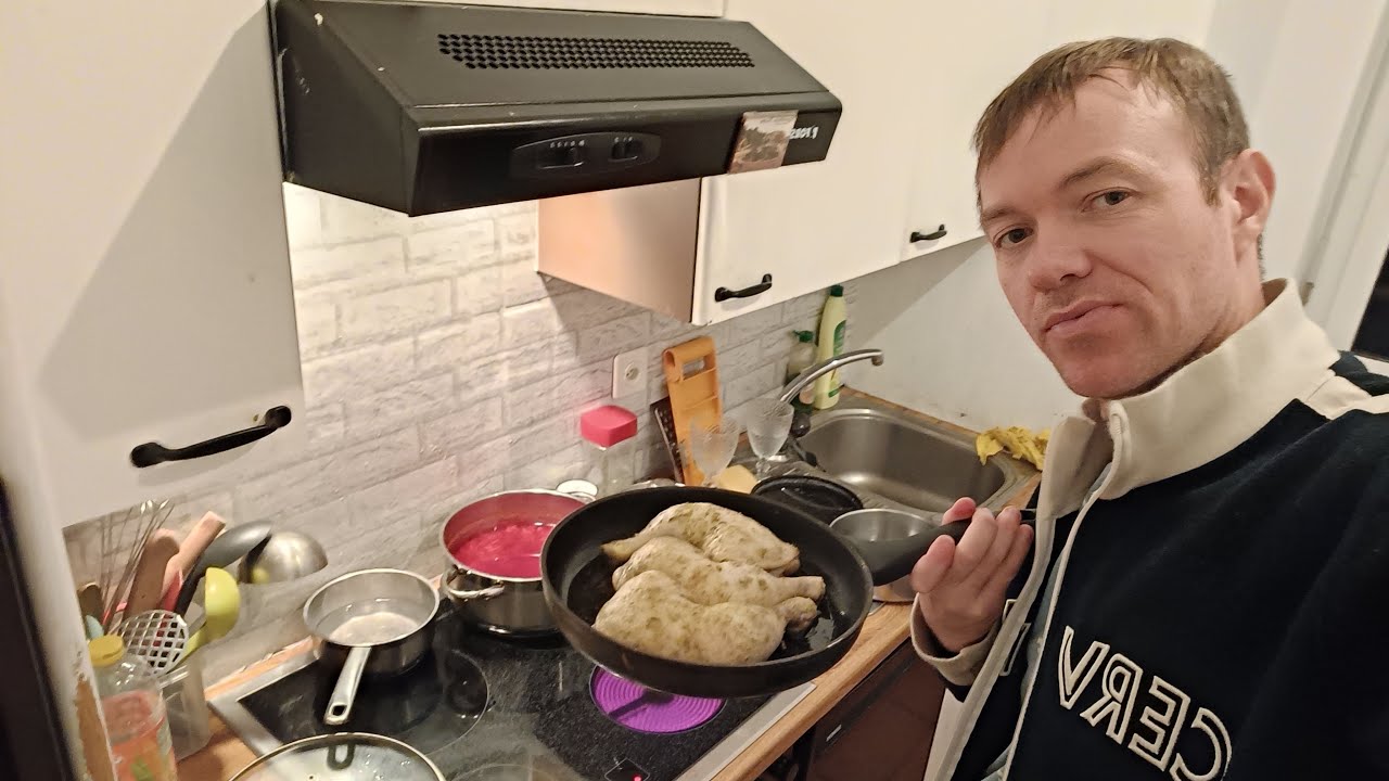 Жизнь в Европе Отца и сына.Наш быт.Жарим мясо