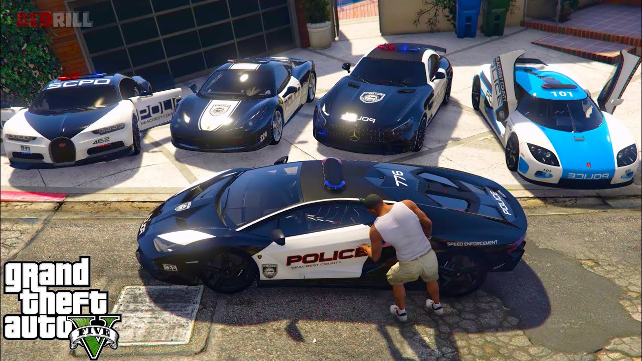 GTA 5 - Stealing Luxury Pursuit Police Cars with Franklin! (Real Life Emergency Cars)