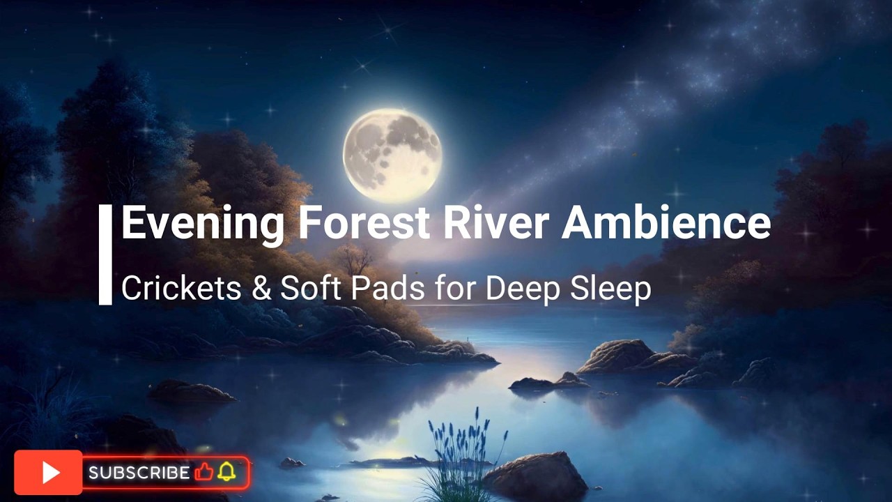 Evening Forest River Ambience | Crickets & Soft Pads for Deep Sleep