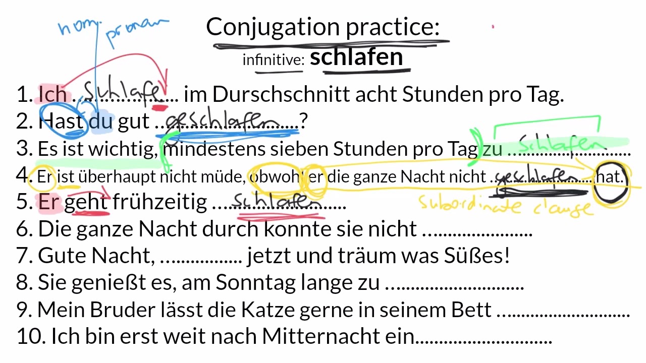 German Verb Practice: schlafen