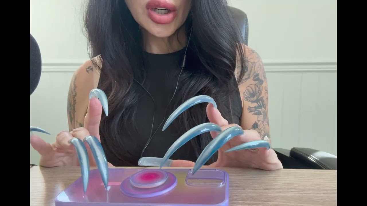 ASMR Affirmations & Tapping | Long Blue Claw Nails