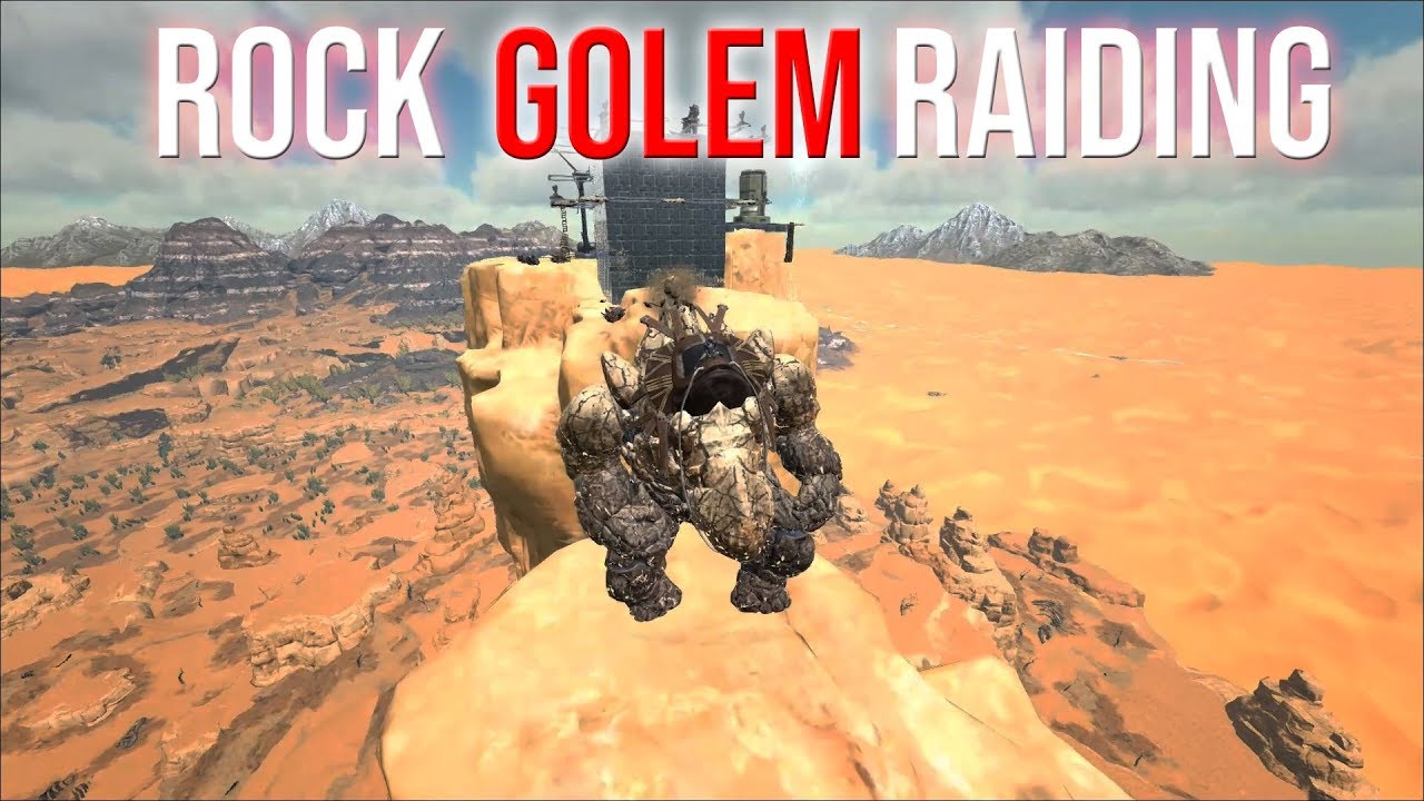 ROCK GOLEM RAIDING A HUGE PILLAR BASE - ARK SMALL TRIBES PVP #75