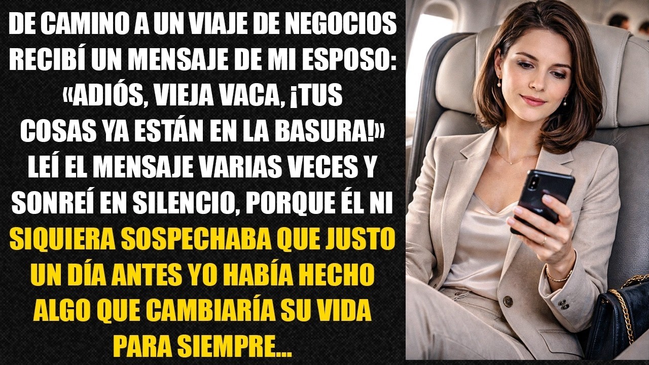 De camino a un viaje de negocios recibí un mensaje de mi esposo: «Adiós, vieja vaca, ¡tus cosas...