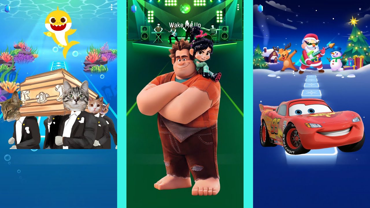 Cats vs Wreck It Ralph vs Lightning McQueen Cars Tiles hop and coffin dance music