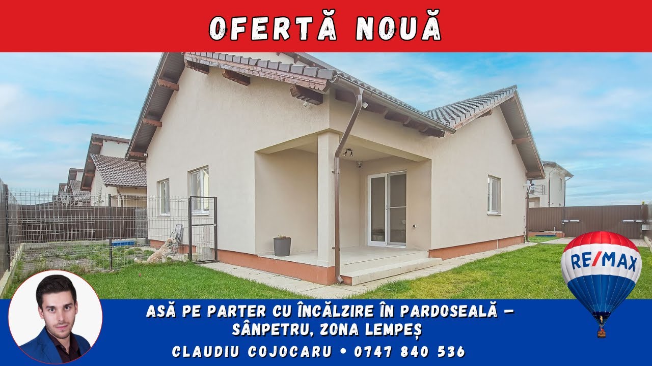 Casă pe parter cu încălzire în pardoseală – Sânpetru, zona Lempeș