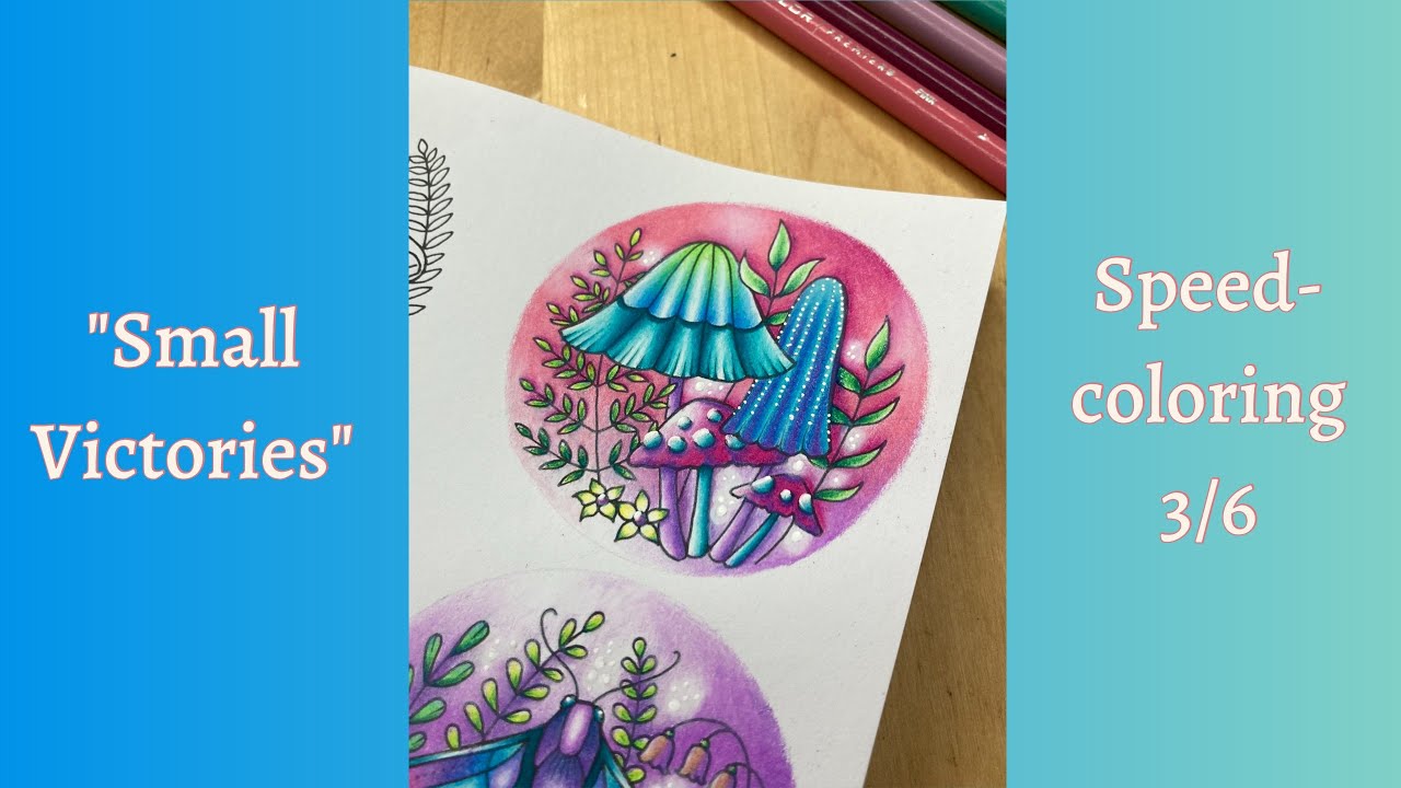 Speedcoloring Small Victories/ Kleine Wunderwelten Johanna Basford Prismacolor/ Colored Pencils 3/6