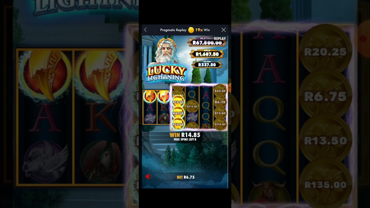 Gambling Lucky Lightning Slots free spins R6.75 bet big win Hollywood bets