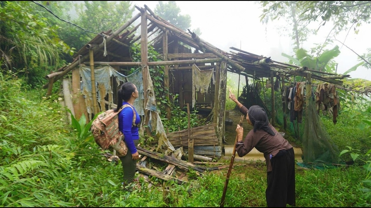 Time-lapse video: Girl helps elderly woman renovate dilapidated, abandoned house into a cozy home.