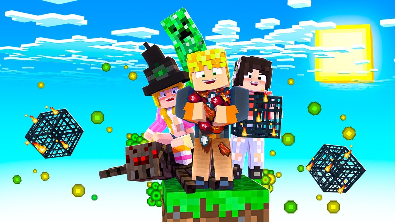 FARM DE MONSTROS COM 3 PESSOAS EM APENAS 1 BLOCO NO MINECRAFT