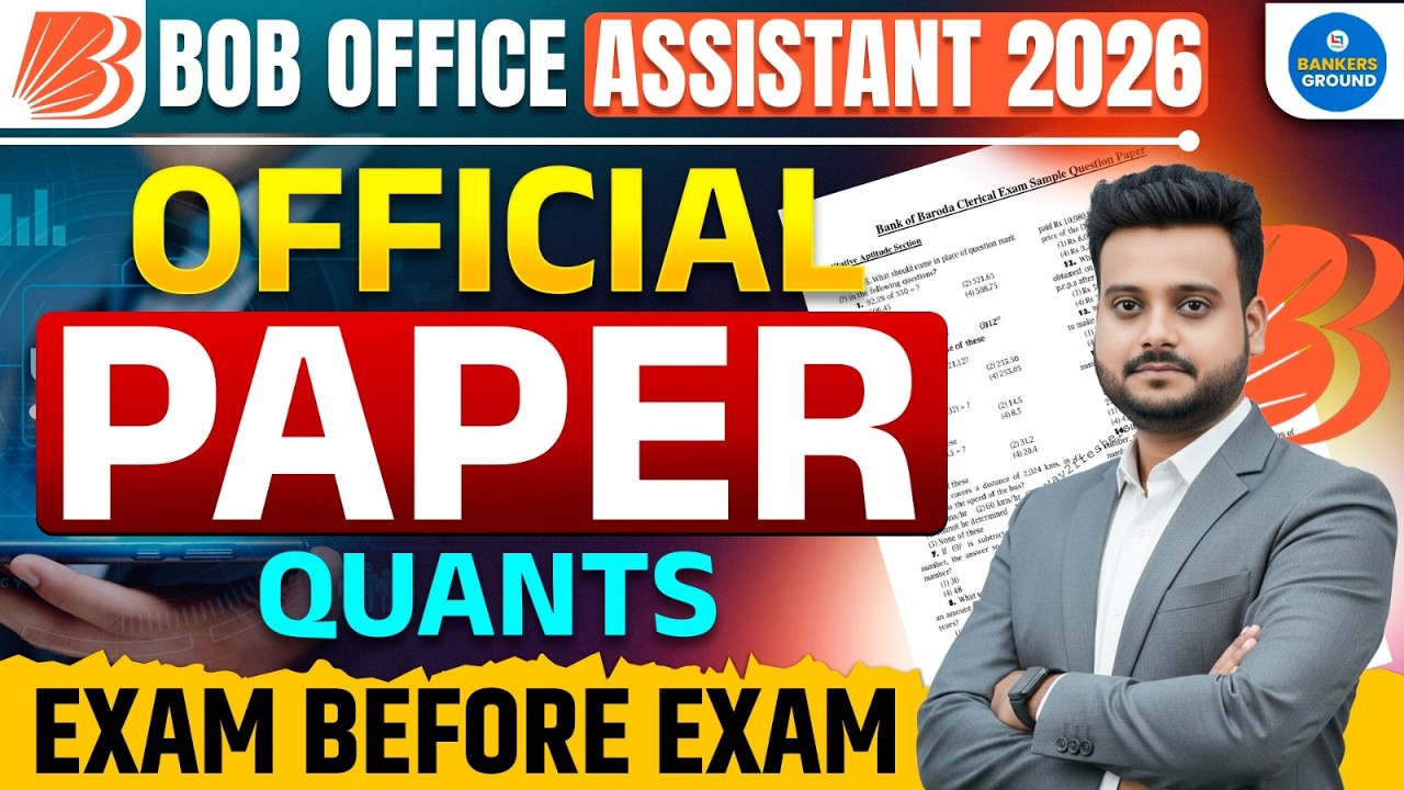BOB Office Assistant 2026 Official Paper | Quants Exam Before Exam | Final Mock | By Shubham Sir