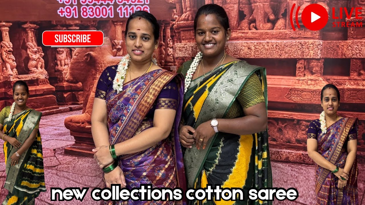 New cotton collection with designer blouse and trending saree🤩#sarees #elampillaisarees #ssjt