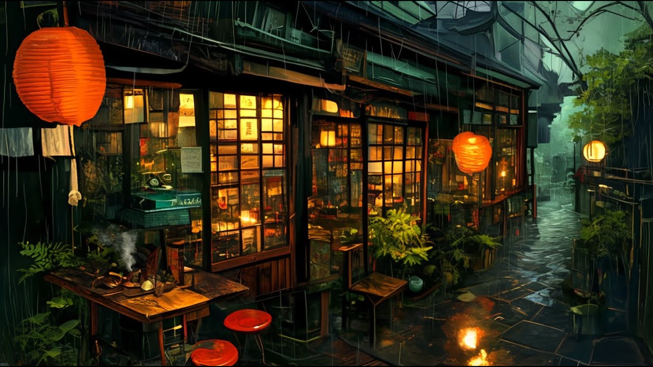 🌧️ Rain Gently Falling on Lantern-Lit Shopfront | Sleep Rain Nature Sounds - Quantum Drizzle ASMR