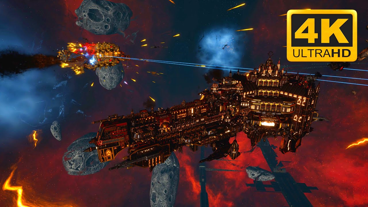Adeptus Mechanicus vs Orks - Skalgrim Mod - 4K Quality - Battlefleet Gothic Armada 2