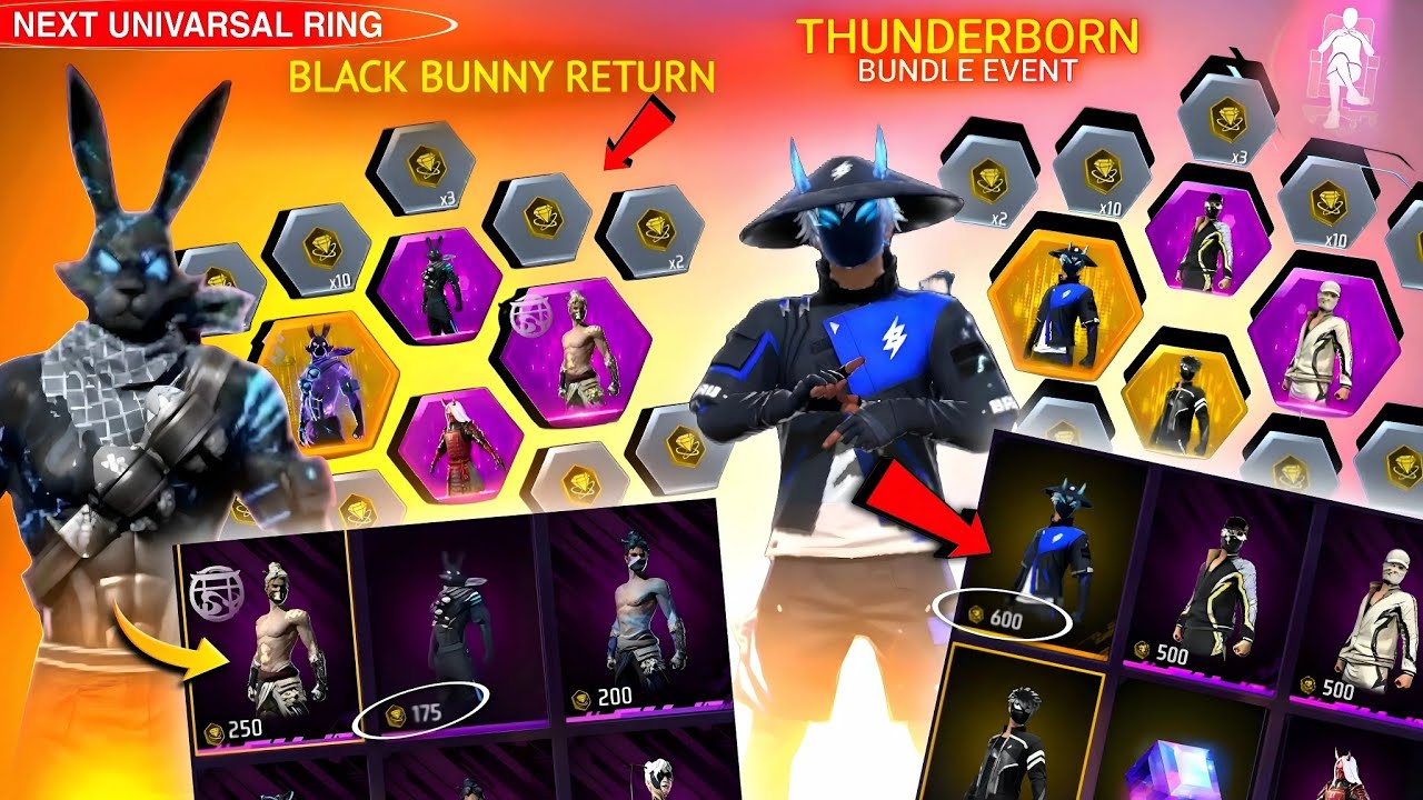 25 JULY💥 Black Bunny Bundle Return😱🎉|Thunderborn Bundle, Golden Shade| free fire new event|new event