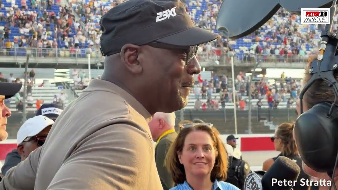 Michael Jordan Celebrates with Tyler Reddick after Darlington Win