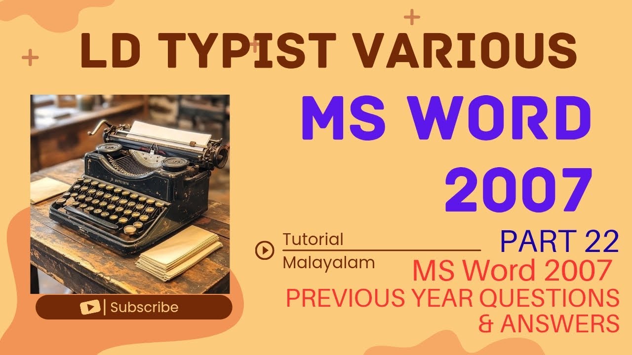 LD TYPIST VARIOUS - MS WORD PYQ #msword2007 #psc #pyq #ldtypist #typist #word #previousyearquestions