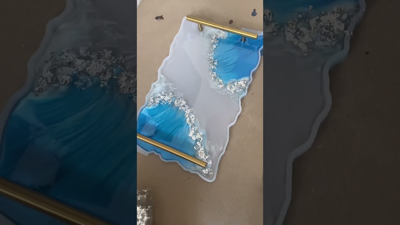 Make a beach themed resin tray with me 🐚🌊 #resin #resinart #resinartist #resincrafts #resinarts