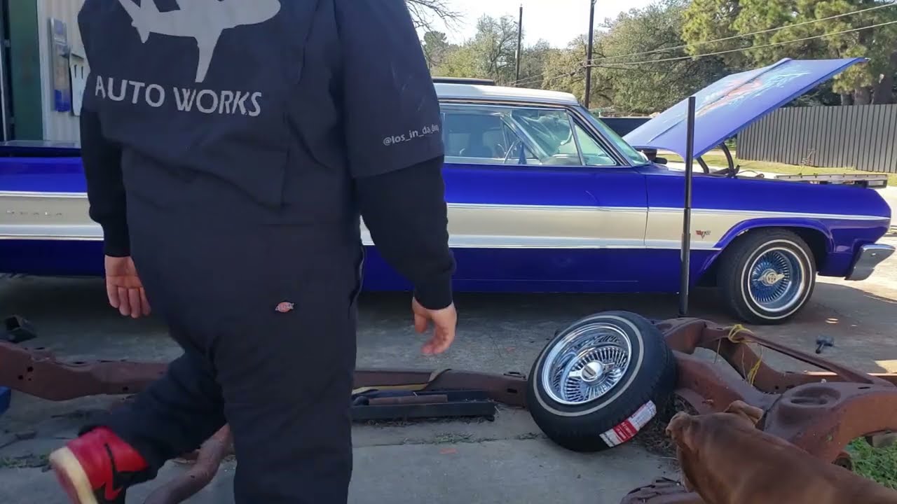 1964 IMPALA GETS NEW 13s AND A GASTANK...