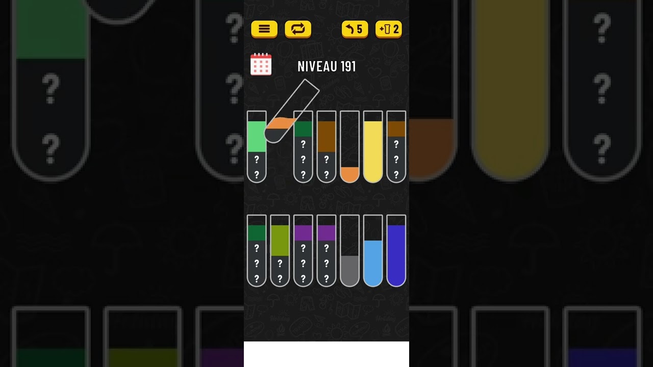 Water sort color puzzle game level 191 solution