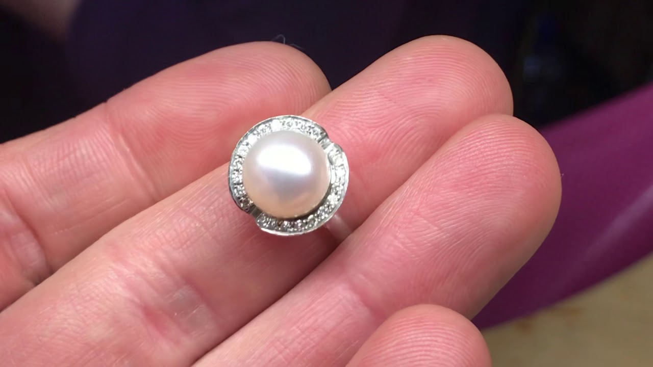 10k Cultured Pearl Diamond Ring | Campbell Jewellers Dublin's Diamond Specialist