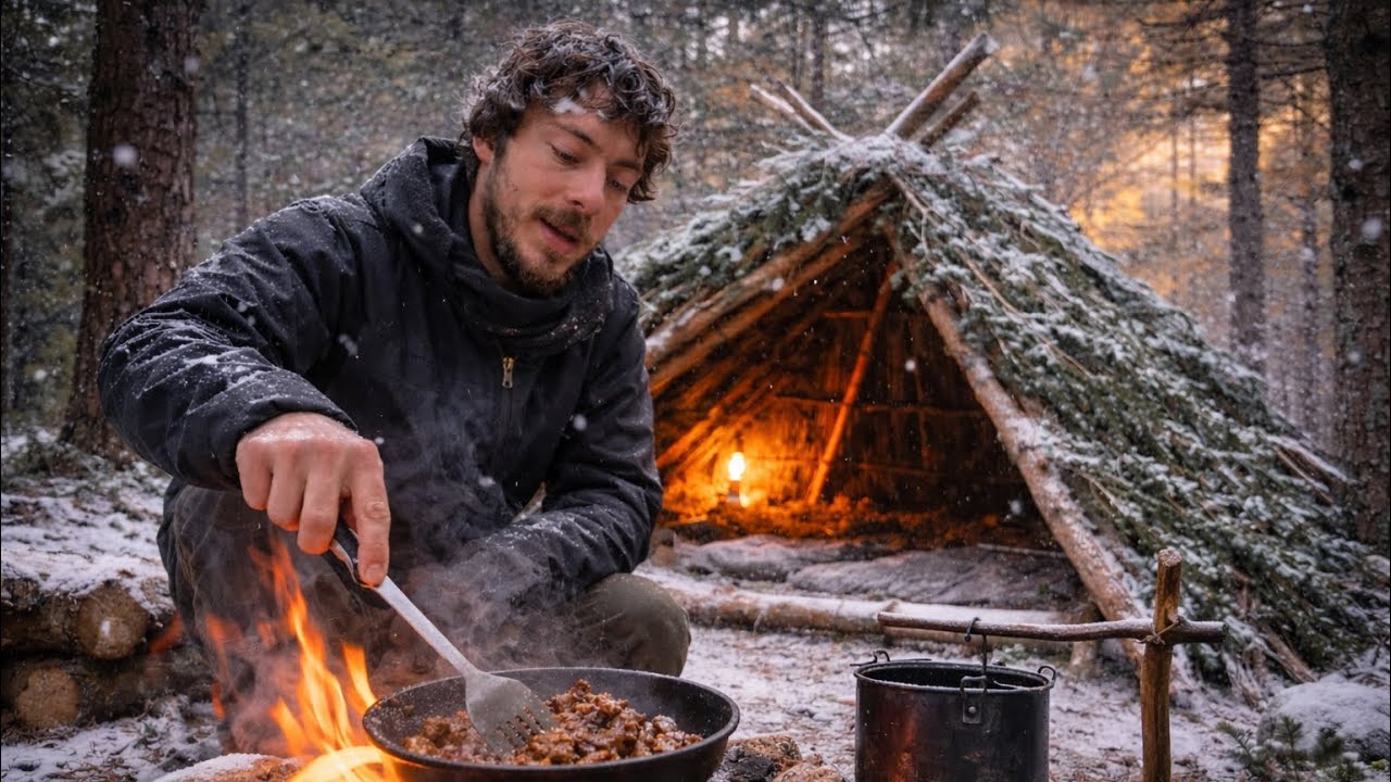 7 Days Living in the Woods Building Shelter Trying to Survive 