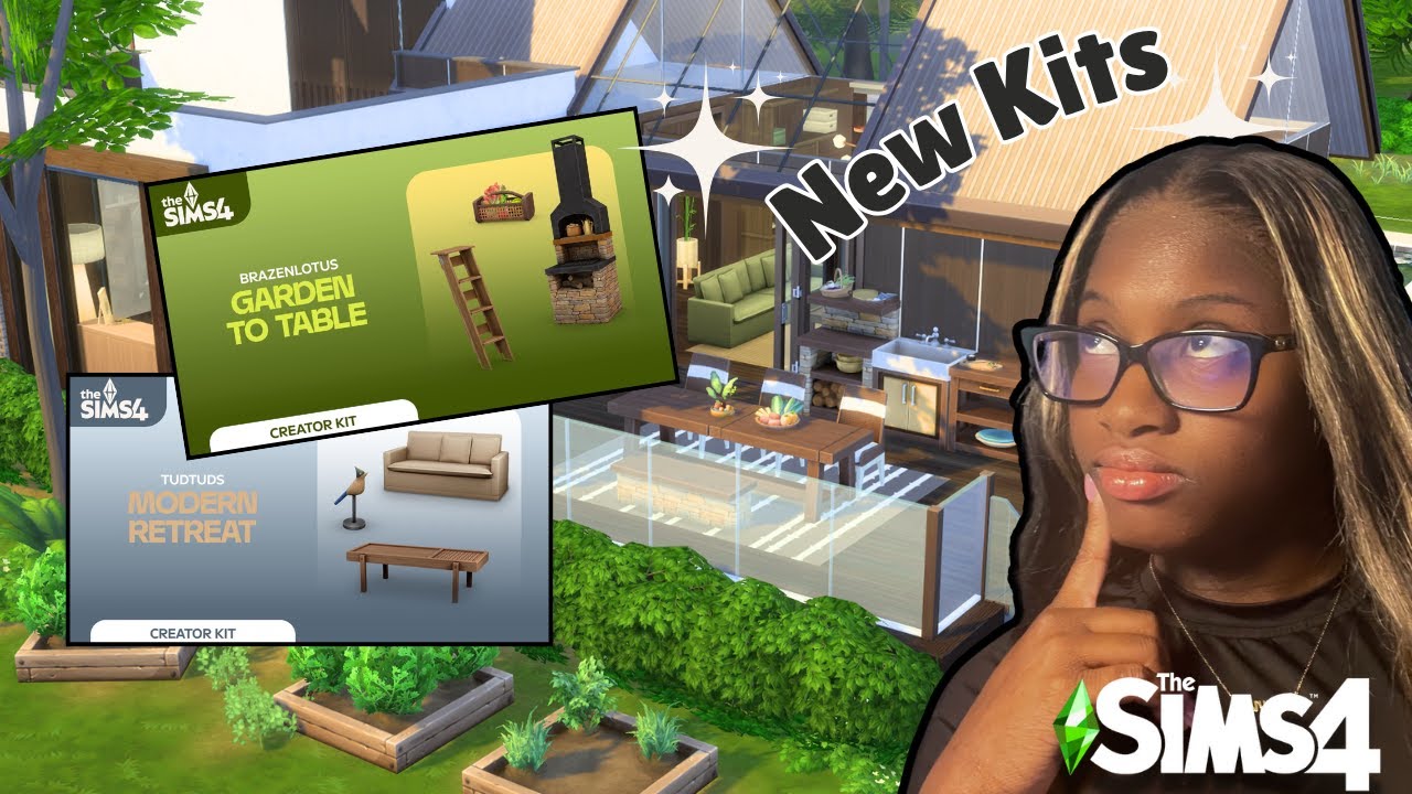 Building a house with the New Sims4 kits! |Modern Retreat🛋️  & Garden to Table🥬