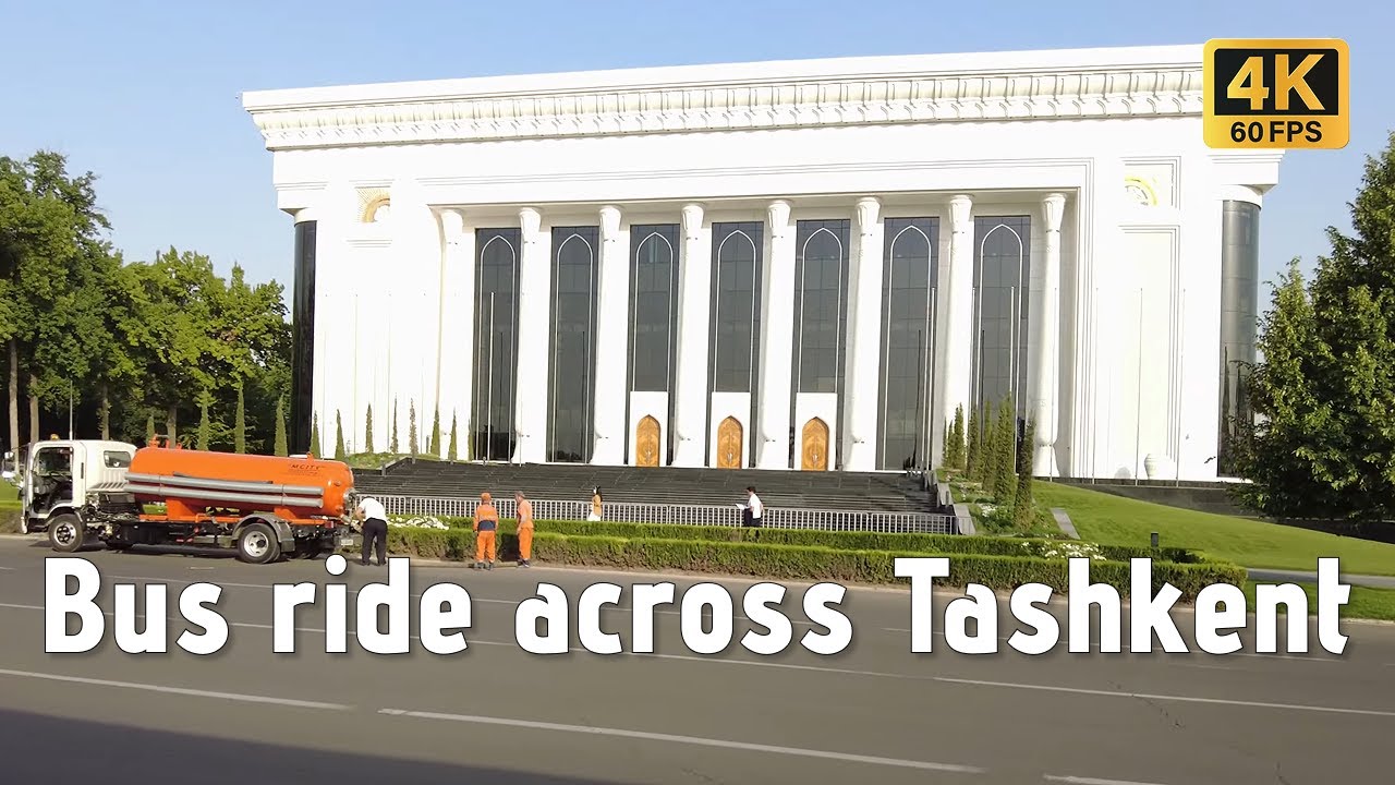 Bus #67 from Tashkent Airport to Yunusabad | Cityscape 4K Window View