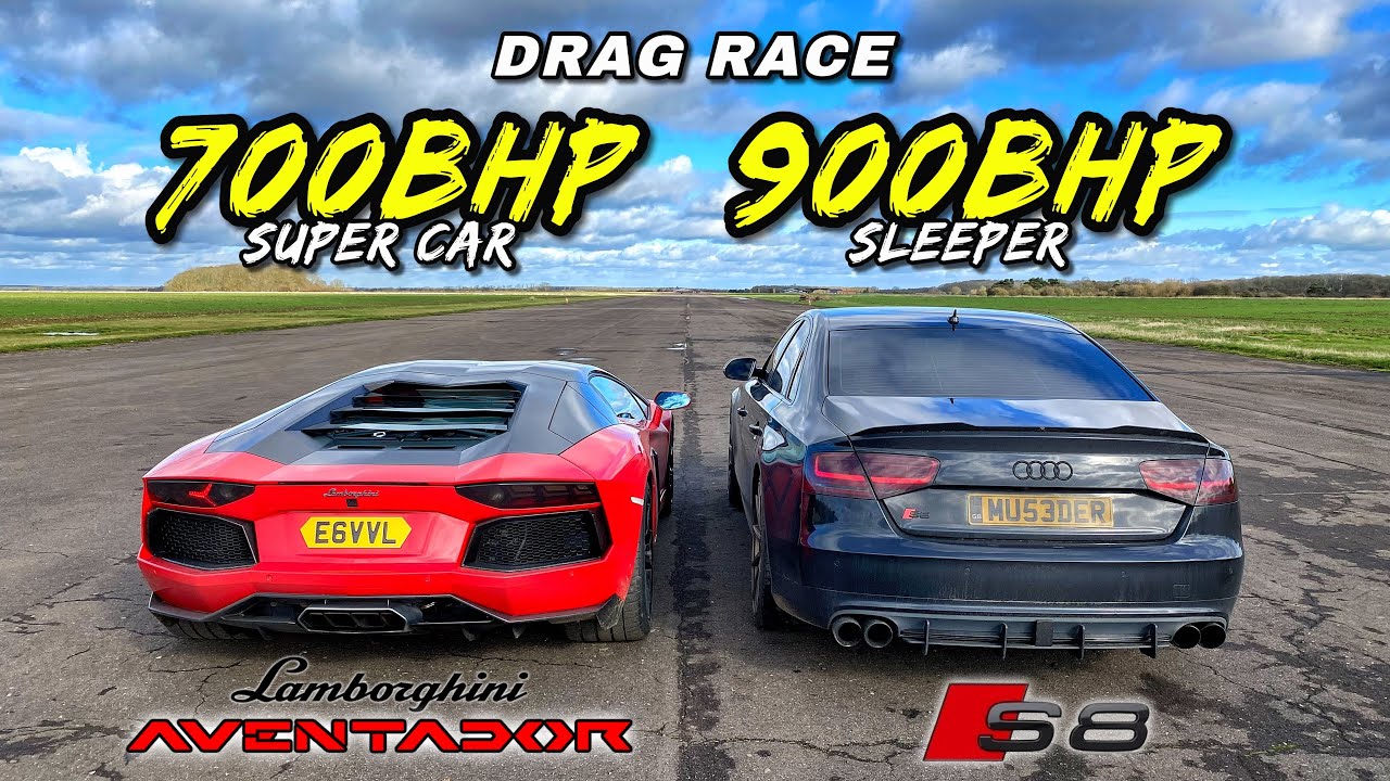 SLEEPER vs SUPER CAR.. 900HP SINGLE TURBO S8 vs AVENTADOR