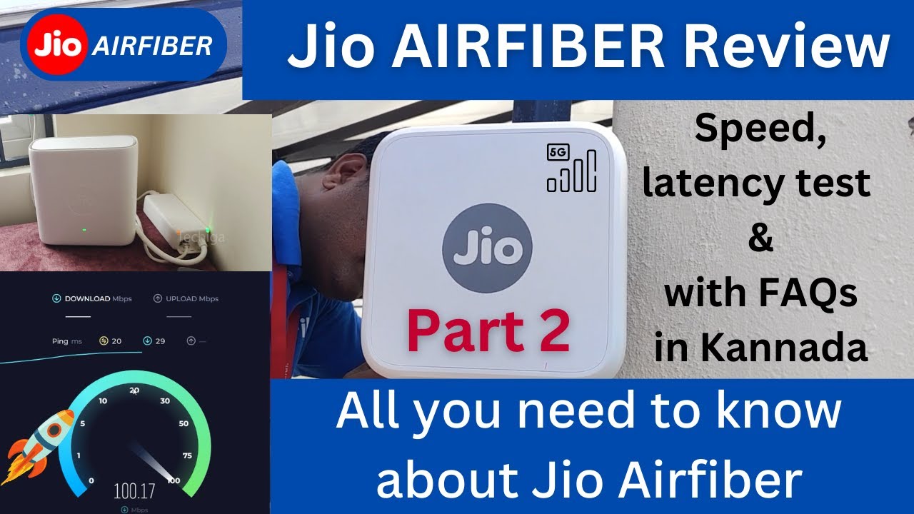 Jio AirFiber Review 🔥🚀 Speed Test, Latency & Review with FAQs about Installation, Plans #airfiber
