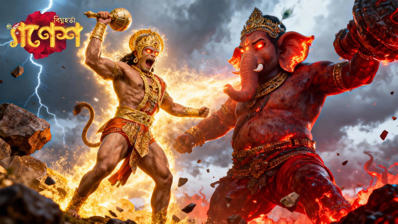 গণেশ এবং হনুমানের ভয়ঙ্কর রূপগুলির মধ্যে এক ভয়াবহ যুদ্ধ শুরু হয় | Vighnaharta Ganesh | Devotional