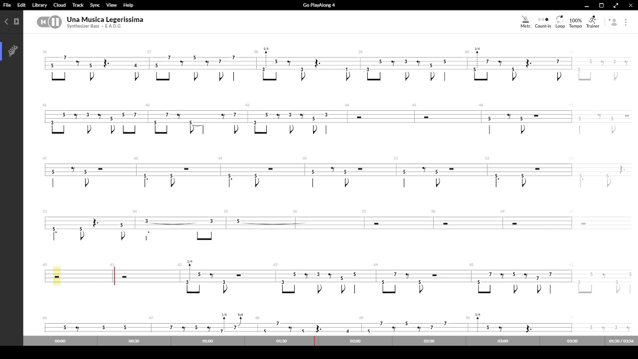 Una musica leggera ( Colapesce Di Martino ) ,Tablatura e base Senza Basso-Backing bass track-NO BASS