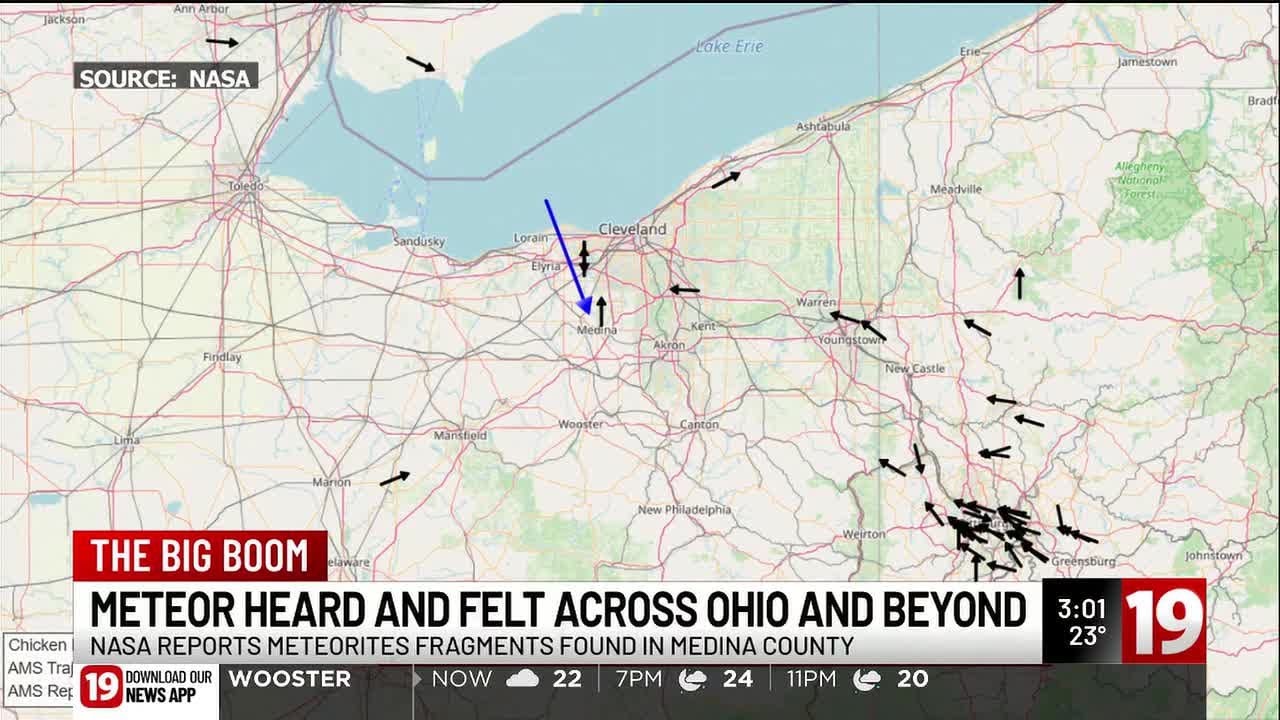 Метеоритные явления были слышны и ощущались по всему штату Огайо и за его пределами.