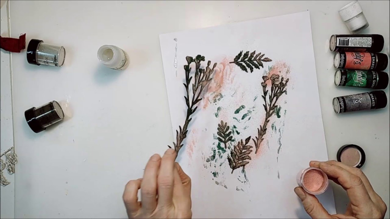 Love Of Nature Layout. Lindy's Magical Shakers, Embossing Powders and sprays techniques.