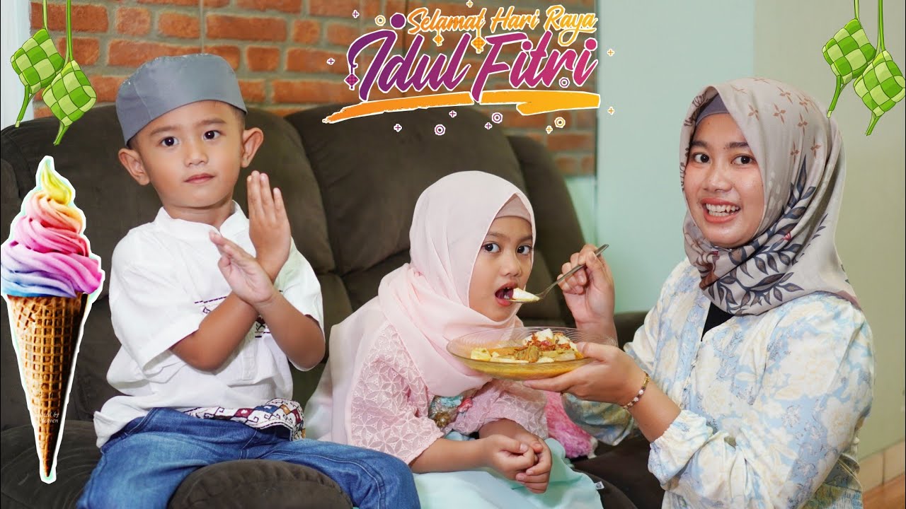 LEBARAN MAKAN KETUPAT DAN  JAJAN ES KRIM | Salsa and family