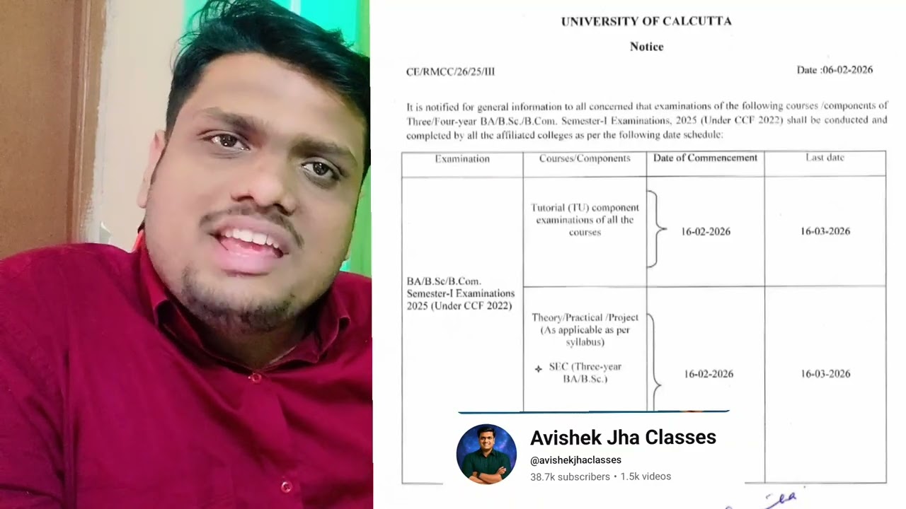 Sem-1 2026 Exam Date | BA/Bsc/Bcom|University of Calcutta 