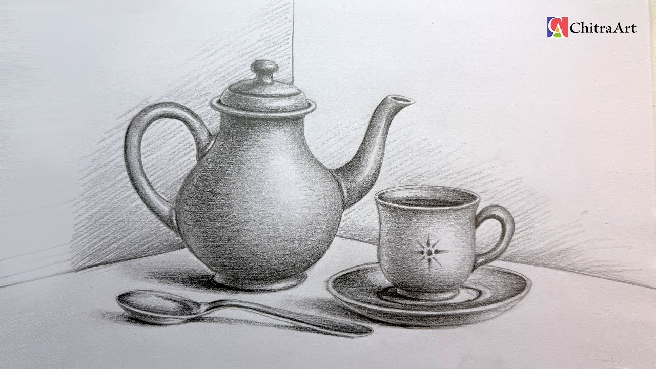 Still Life Composition with Pencil Shading Step By Step Drawing for Beginners | Object Drawing