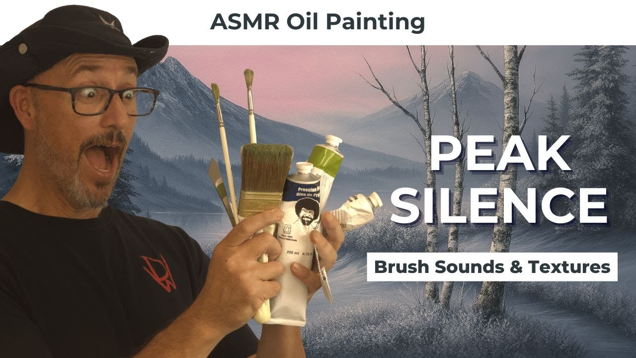 Winter Mountain Oil Painting ASMR 🎨 4K No Talking | Relaxing Bob Ross Style + Painting Kit Link