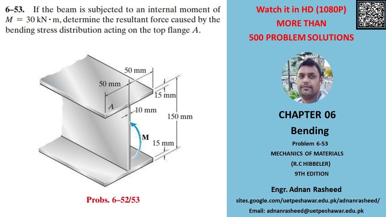 6-53 Determine resultant force caused by bending stress distribution | Mech of Materials Rc Hibbeler