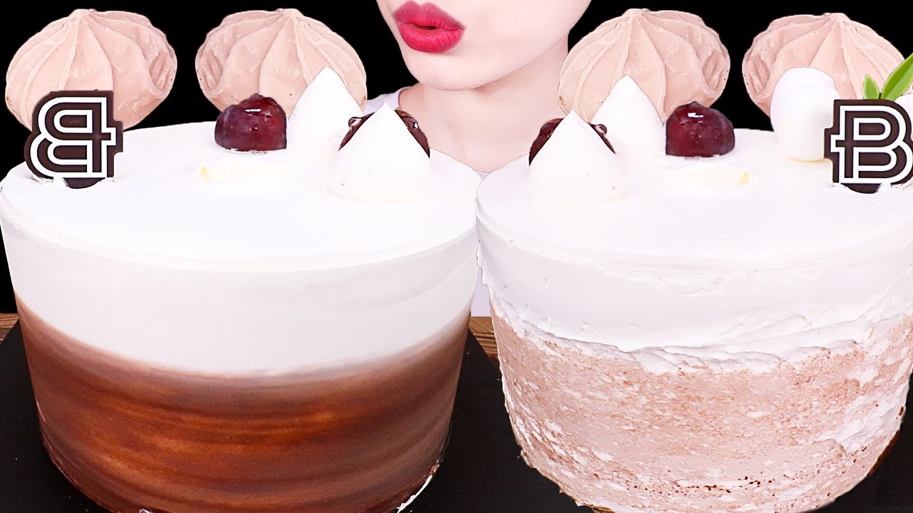ASMR MUKBANG｜CHOCOLATE WHIPPED CREAM CAKES MARSHMALLOW MERINGUE COOKIES 초코 생크림 케이크 EATING SOUNDS 먹방