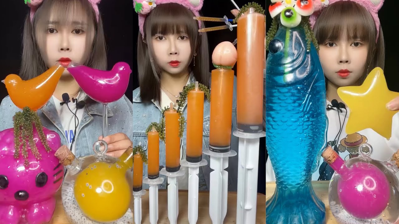 [ASMR] COLORFUL DRINKING COLD WATER (drinking sounds) Renkli İçecekler İçmek Satisfying