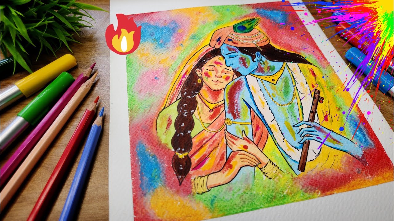 Holi Special Radhakrishna Painting/Drawing @AjArts03